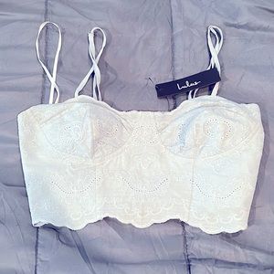Lulu’s baby blue bustier crop top